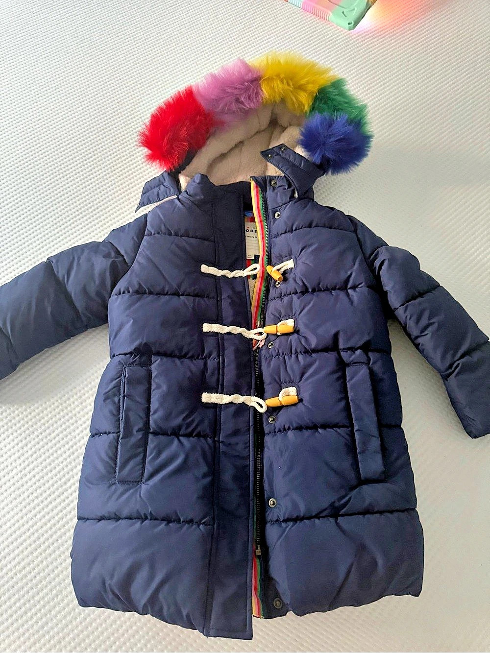 Mini Boden Kids Puffer Jacket Blue & Pink